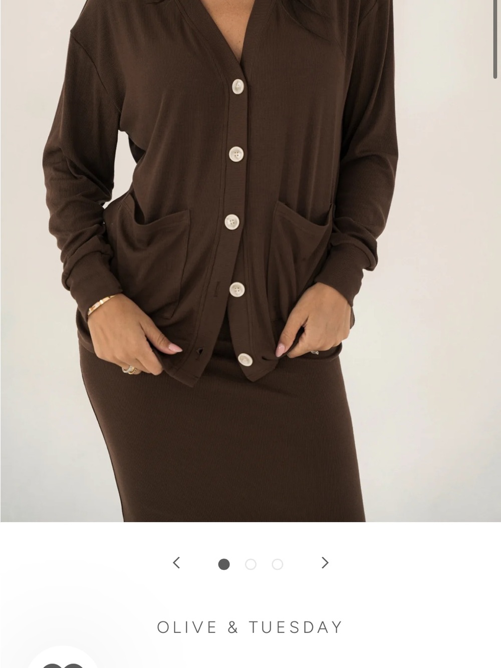Women's Brown Button-Front Cardigan